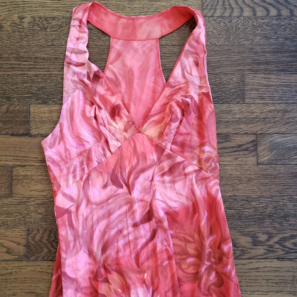 Vintage Gaymode JCPenney Floral Pink Orange Maxi Lingerie Dress Barbie XS Small